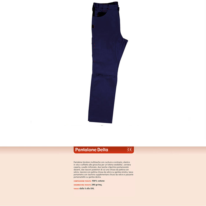 Multipack da 10 pz tg. xl pantaloni da lavoro professionali delta 240 gr blu/nero