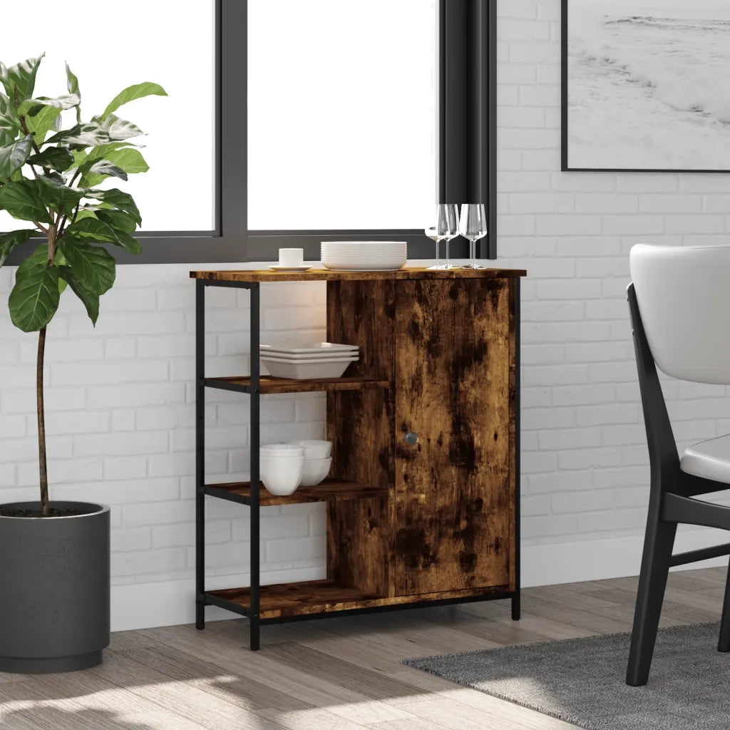 Credenza-Buffet-Armadio da cucina Rovere Fumo 70x30x80 cm in Legno Multistrato 618041