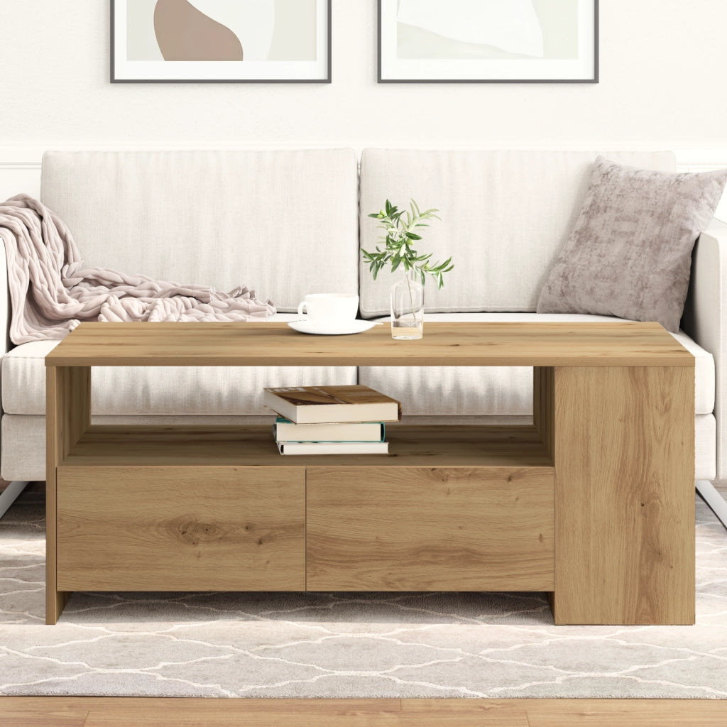 Tavolino da caffÃ¨  - Rovere artigianale - 102x55x43.5 cm - Realizzato in legno ingegnerizzato