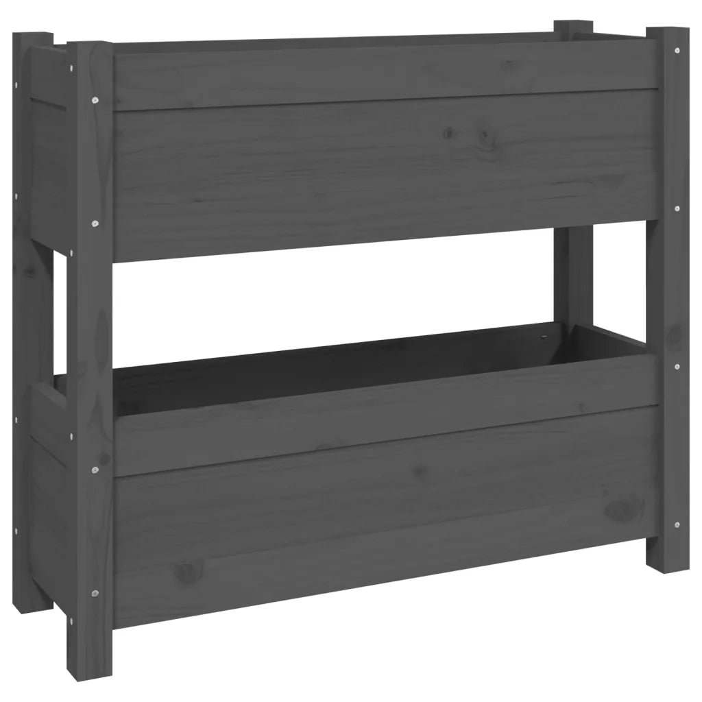 Fioriera | Cassetta per fiori | Vaso Grigia 77x25x66 cm in Legno Massello di Pino