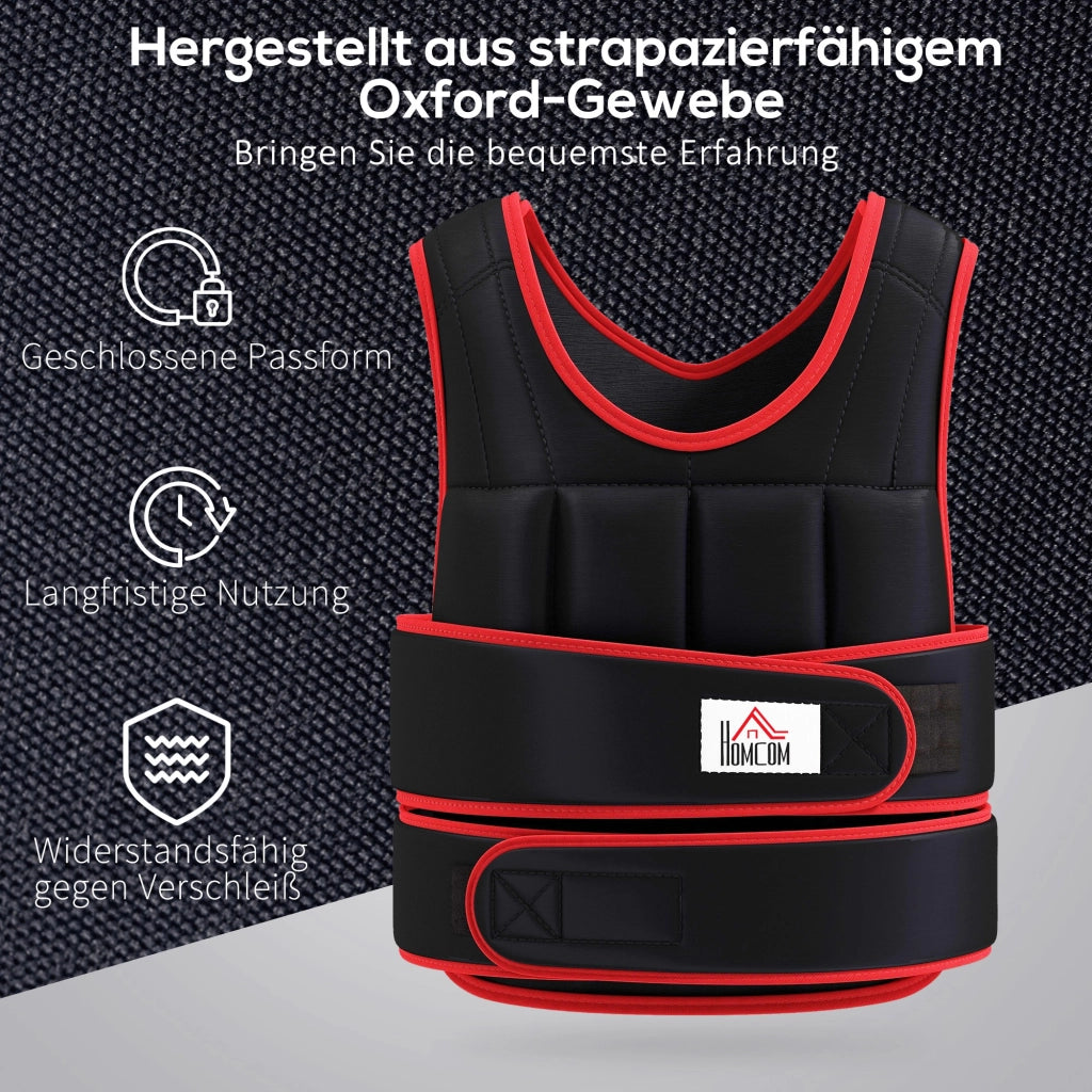 Gilet Pesi per Allenamento con Cinture Doppie Regolabile ¨C zephmum ¨C Nero e Rosso 60x50 cm