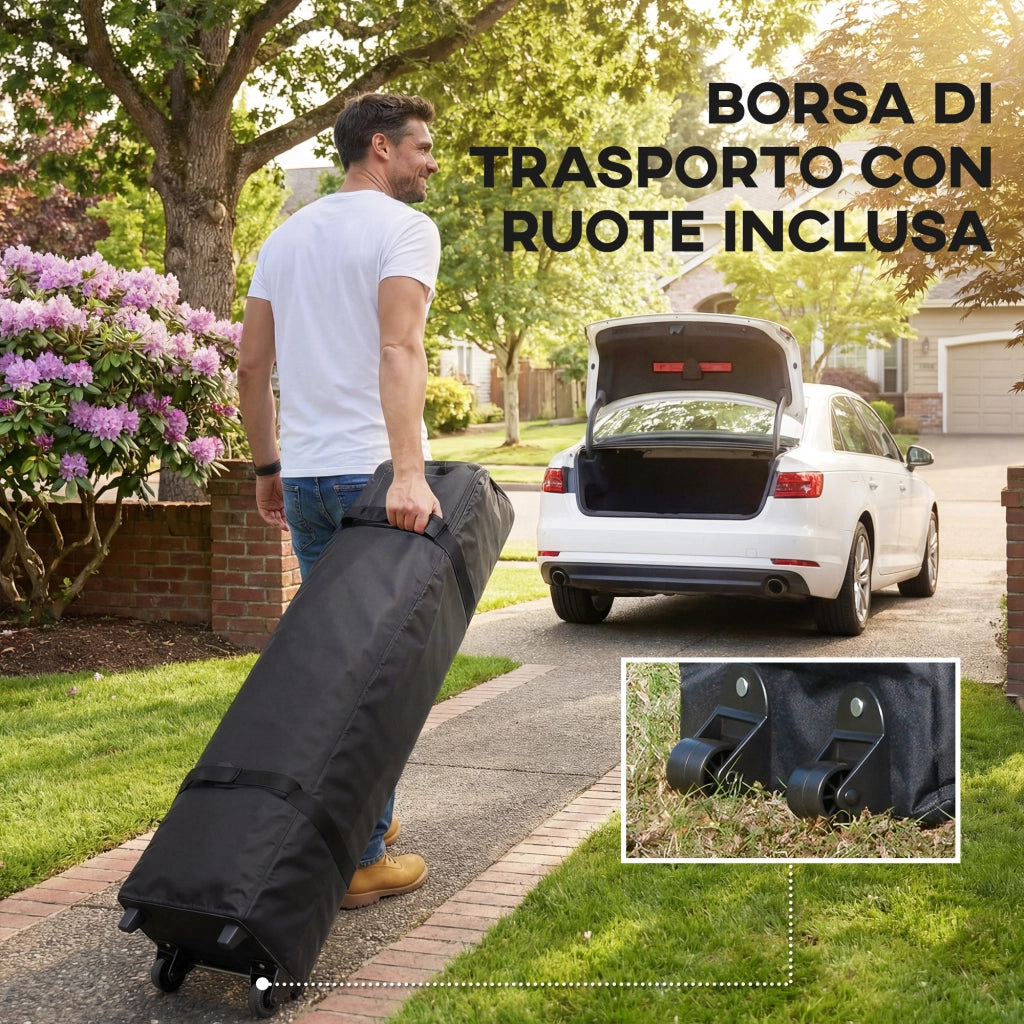 Gazebo Pieghevole 3.6x3.6 m con Pareti, Altezza Regolabile e Protezione UPF50+, Borsa con Ruote, Grigio
