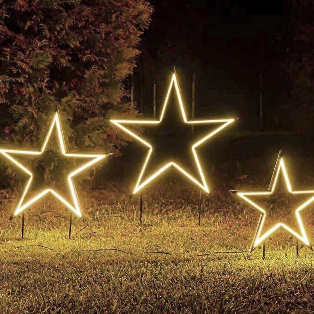 STELLA LUMINOSA LUCI DI NATALE NATALIZIE DA ESTERNO TUBO LED CALDA A PICCHETTO 50 CM