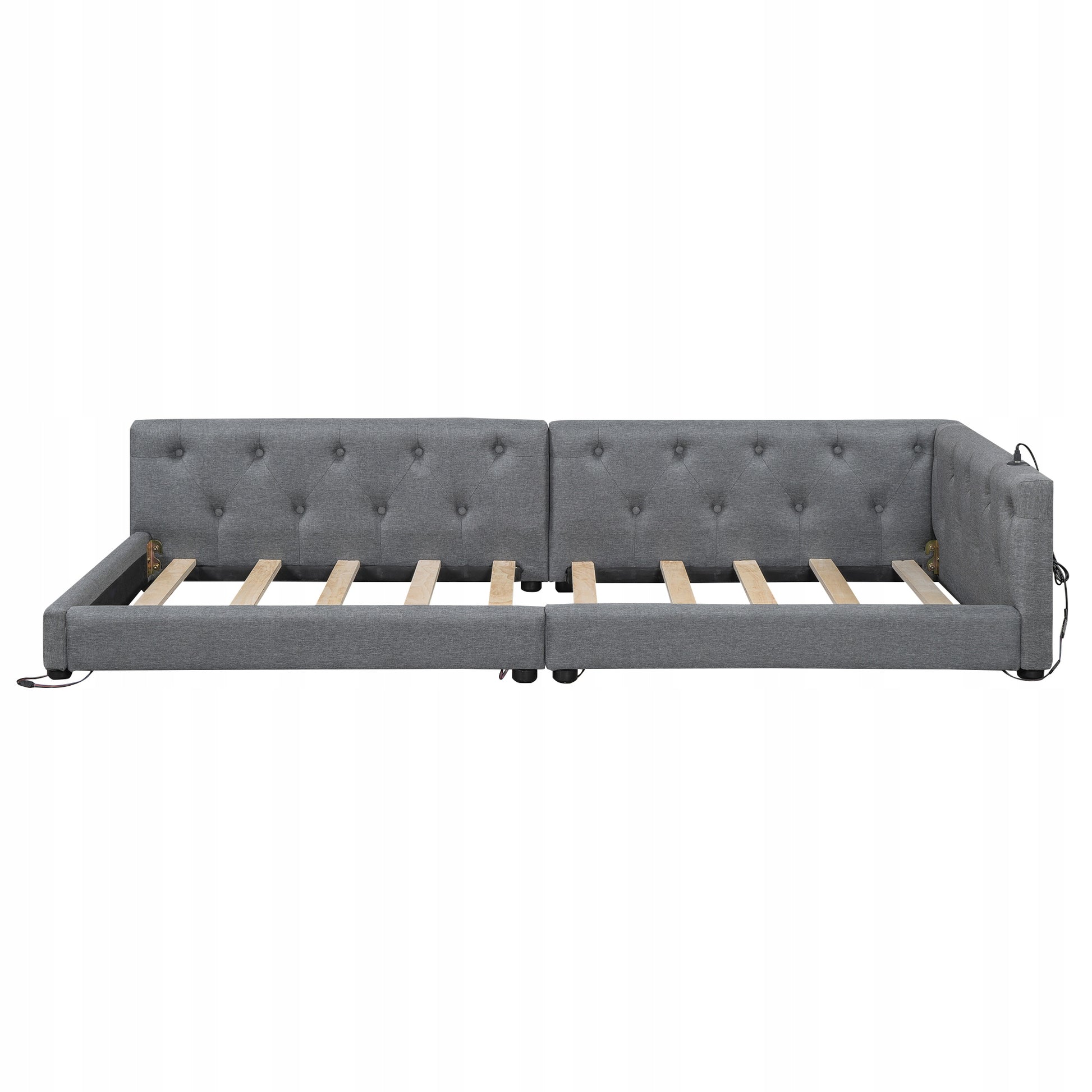 Divano letto 90x200 - Xylo - LED, USB-C, lino, grigio