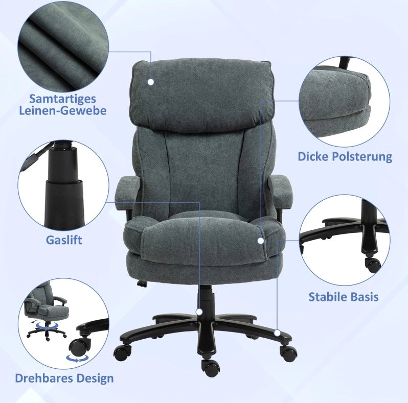 Sedia da ufficio ergonomica grigia, portata 200 kg