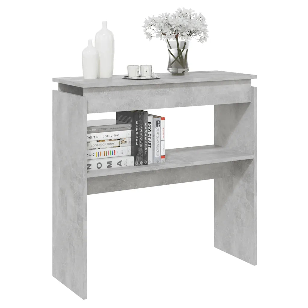 Tavolino Consolle-Tavolino da soggiorno-Tavolo Grigio Cemento 80x30x80cm Legno Multistrato