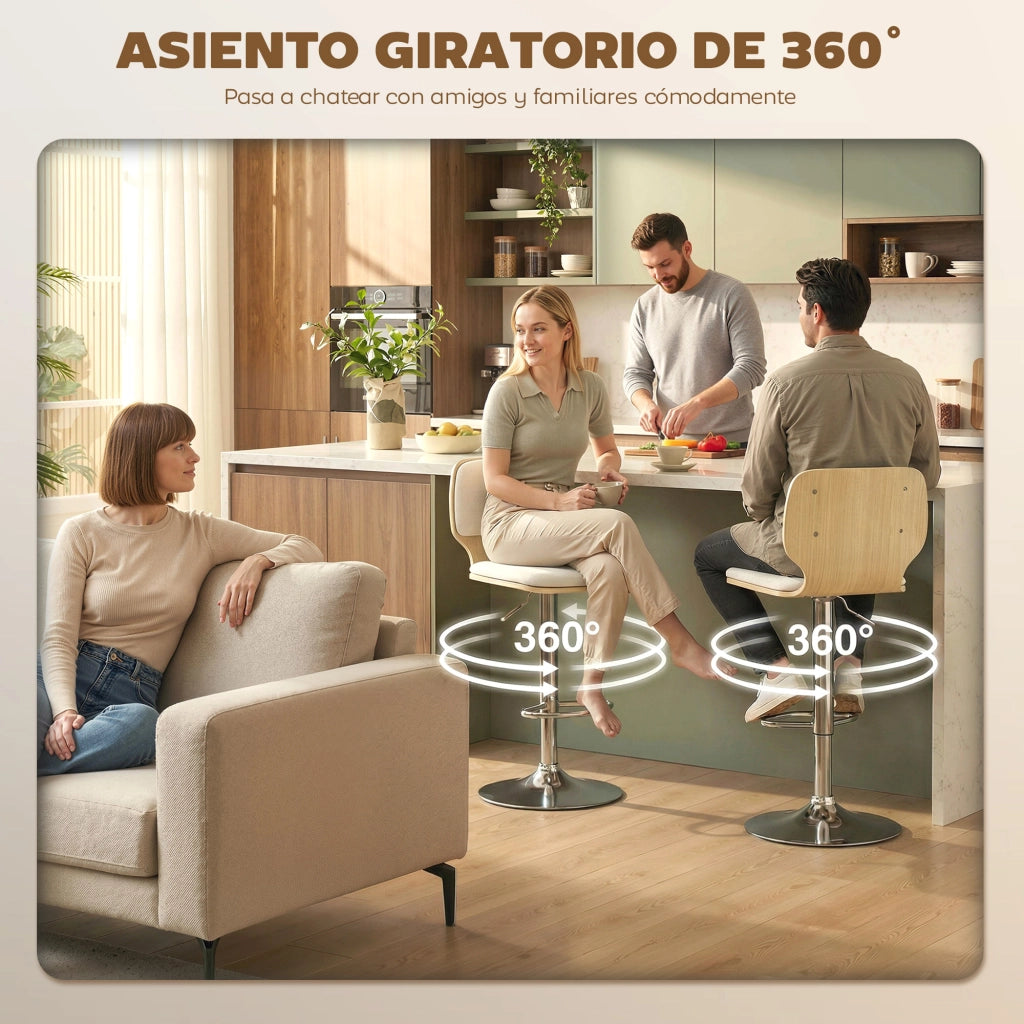 Sgabelli da cucina alti girevoli regolabili ¨C Zephmum ¨C Lino beige 81-102 cm