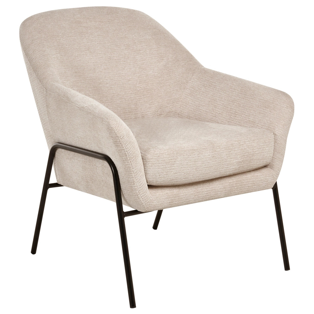 Poltrona beige con rivestimento in poliestere e struttura in metallo Moderno
