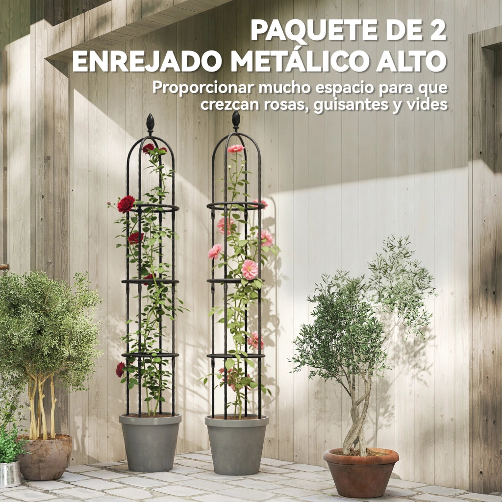 Obelisco Giardino Acciaio per Piante Rampicanti ¨C zephmum ¨C Nero 174cm