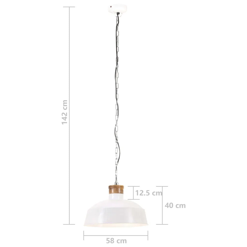 Lampada a Sospensione Industriale 58 cm Bianca E27 320832