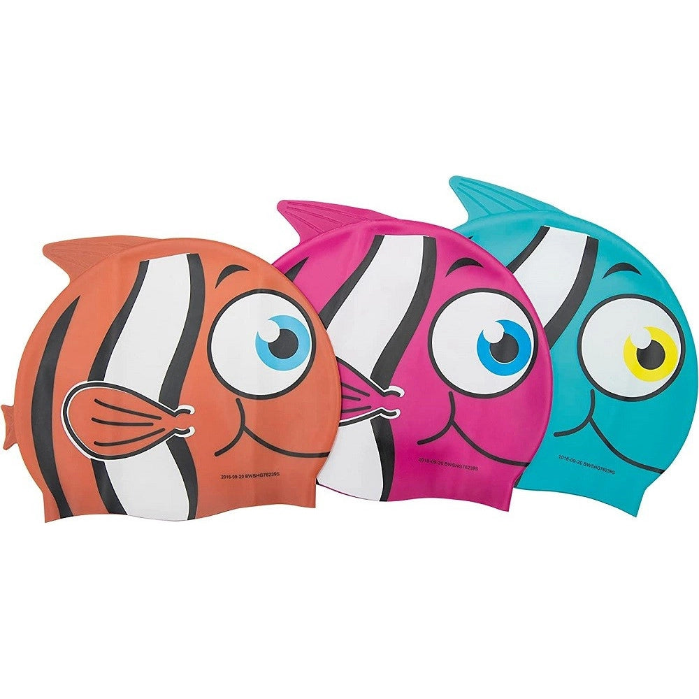 Trade Shop - Cuffia Da Nuoto Mare Piscina 3 Fantasie Assortite Kid In Silicone 3+ Anni 26025 -