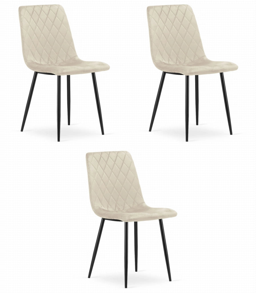 Sedia Valora TURIN in velluto beige, design ergonomico x3
