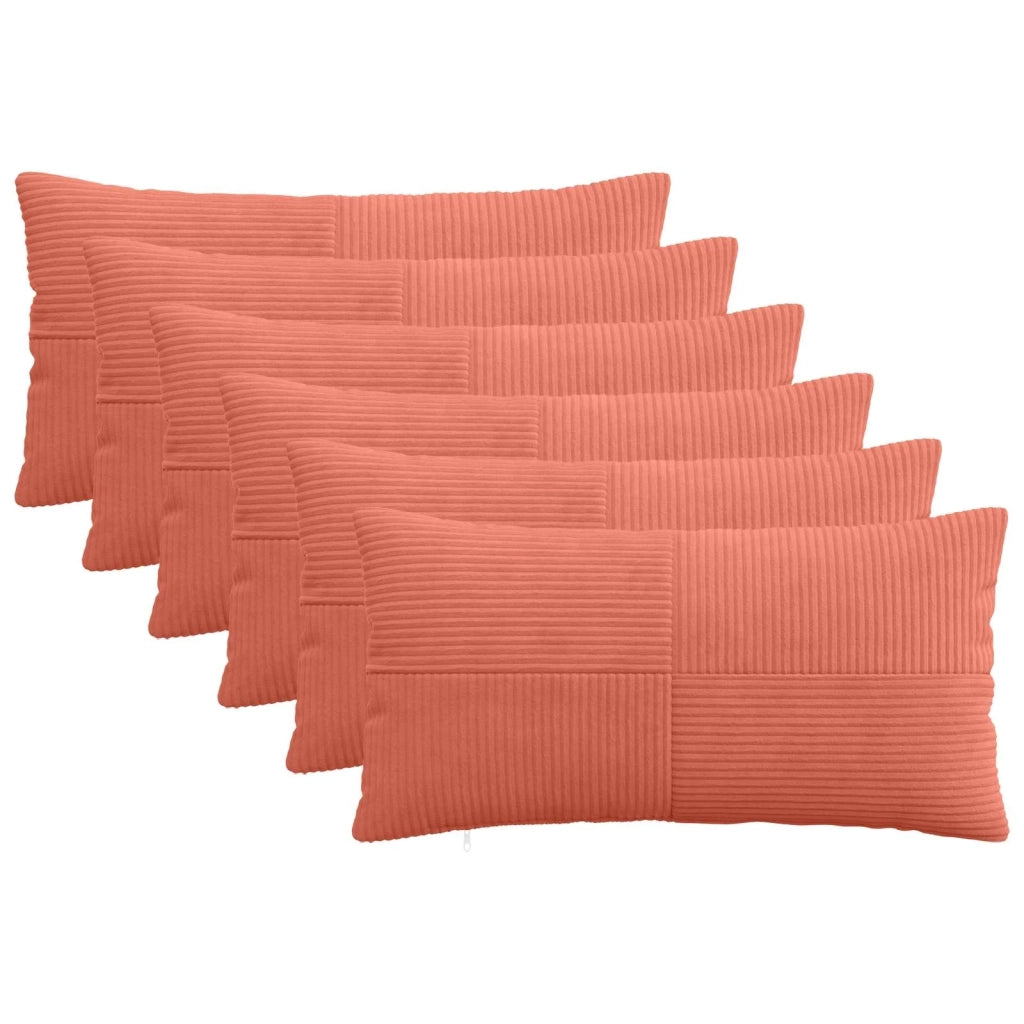Federa 6 pcs ALMELO Rosso Arancio 40 x 80 cm corduroy 914618