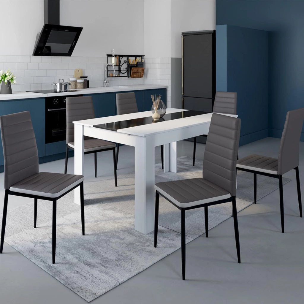 Set di 6 sedie da pranzo grigie con fascia bianca per sala ROMANE