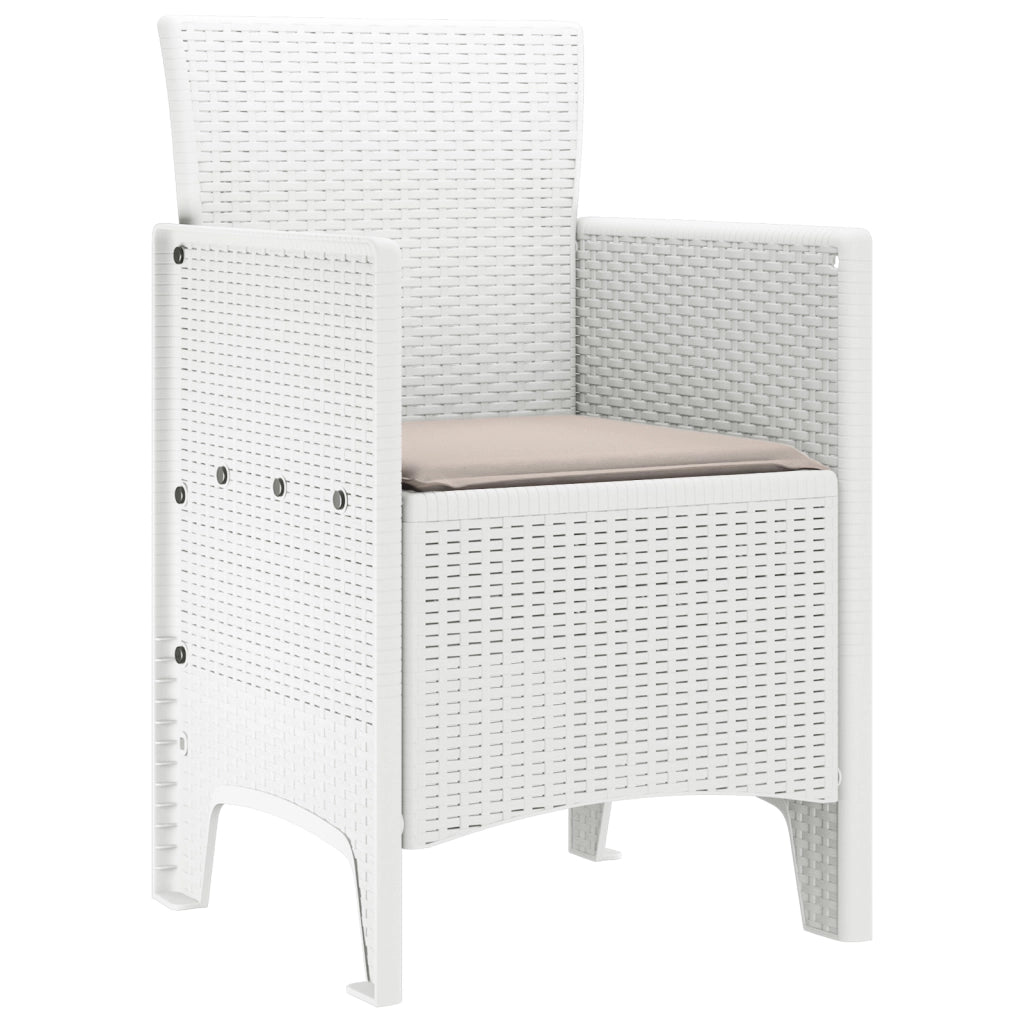 Set di 2 Sedie da Giardino con Cuscini Bianche in Polyrattan