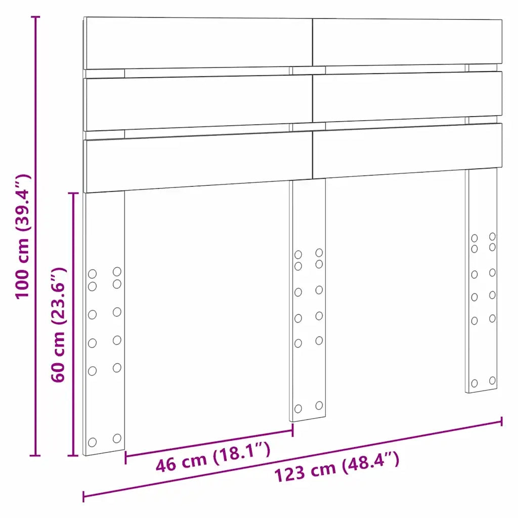 Testiera-Testata-Testiera Decorativa Grigio cemento 120 cm Legno multistrato 133235