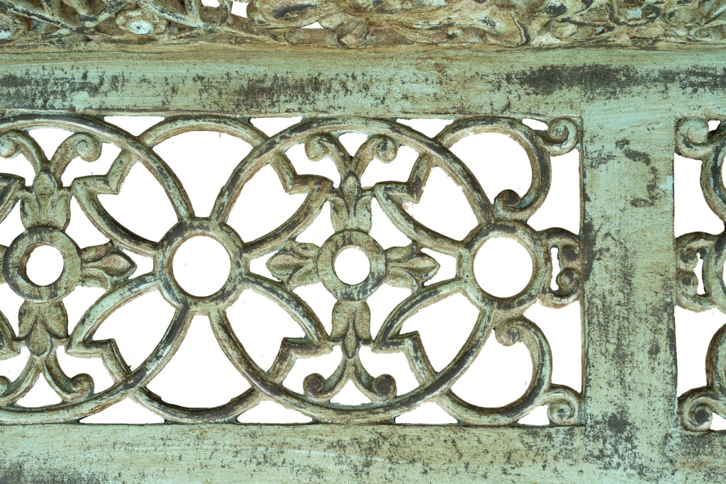 Biscottini Panchina liberty in fusione di ghisa finitura verde anticata L180xPR70xH105 cm