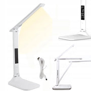 Lampada da scrivania multifunzionale con termometro e calendario - 3 color temperature regolabili - Fondoscala antiscivolo in gomma - Adatta per scuola, casa e ufficio
