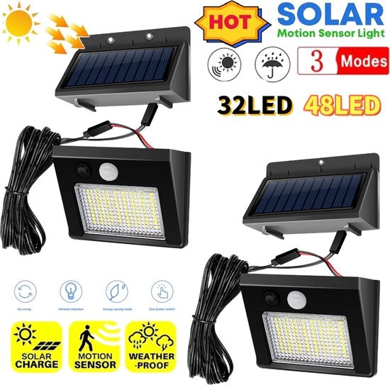 Lampada Solare a LED - Sensore di Movimento - IP65 Resistenente all'Acqua - Esterno