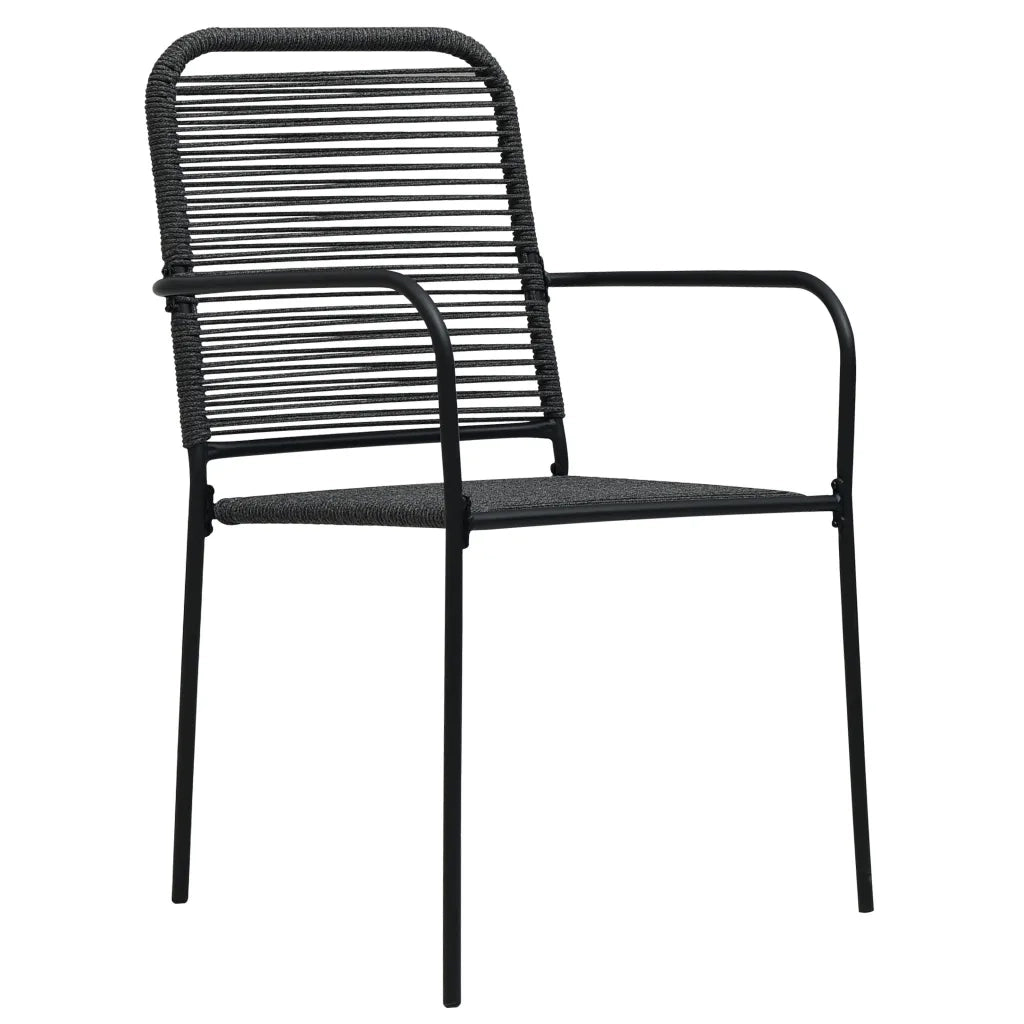 Set da Pranzo da Esterni 7 pz in Corda di Cotone e Acciaio Nero 3058281