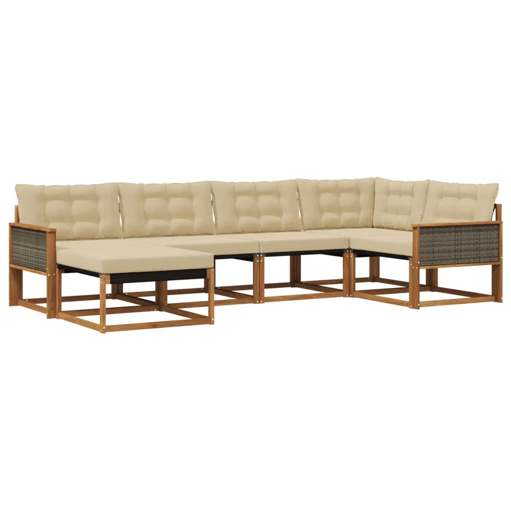 Set di divani da esterno con cuscino 6 pcs Naturale e Beige