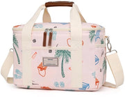 Geïsoleerde Koeltas 15L/29L con Grande Capacità, Borsa per Picnic con Schiena Regolabile e Tasca per Scuola e Ufficio (15L, A-Rose Kokos)