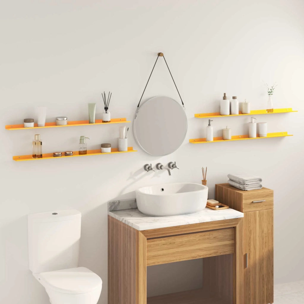Mensola sospesa 4 pcs Giallo senape 100 x 9 x 2,5 cm Acciaio 8003991