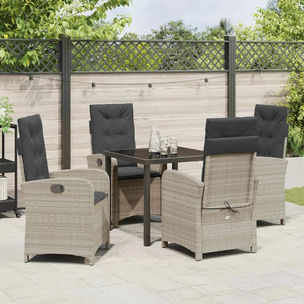 Set da Pranzo per Giardino 5 pcs Grigio chiaro polyrattan