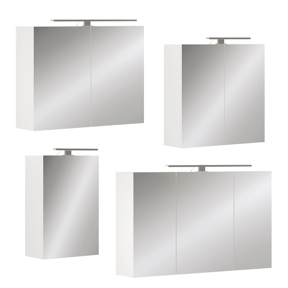 Vicco Mobile a specchio per il bagno Bianco 100 x 60 cm con 3 porte e illuminazione a LED