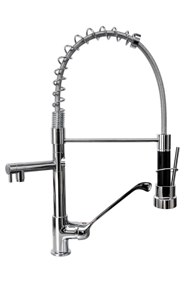 Rubinetto miscelatore cucina professionale industriale con leva clinica doppia uscita