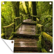 Poster per giardino 100x100 cm - Bello Bosco/Terra Verde - Telaio per esterni - Resistente ai raggi UV - Anelli particolarmente resistenti - Installazione facile