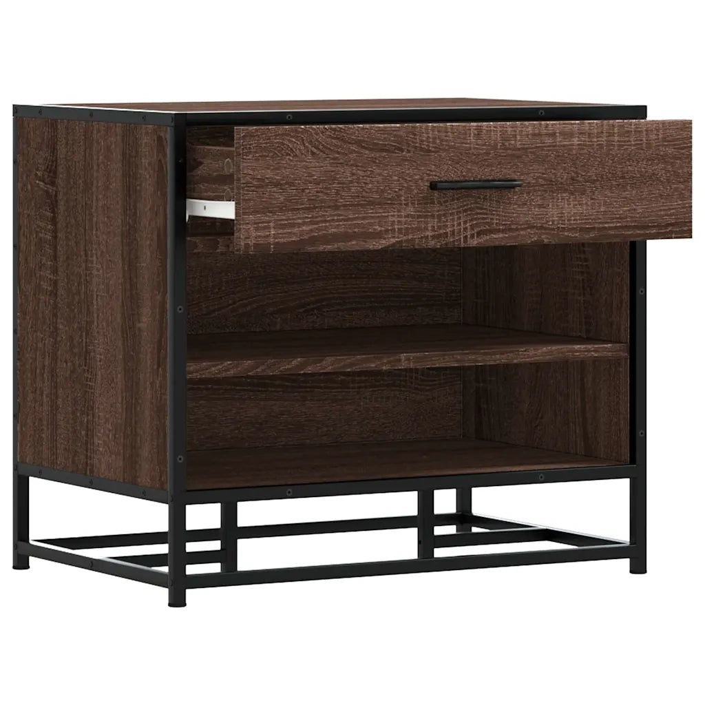 vidaXL Panca Portaoggetti Rovere Marrone Legno Multistrato e Metallo