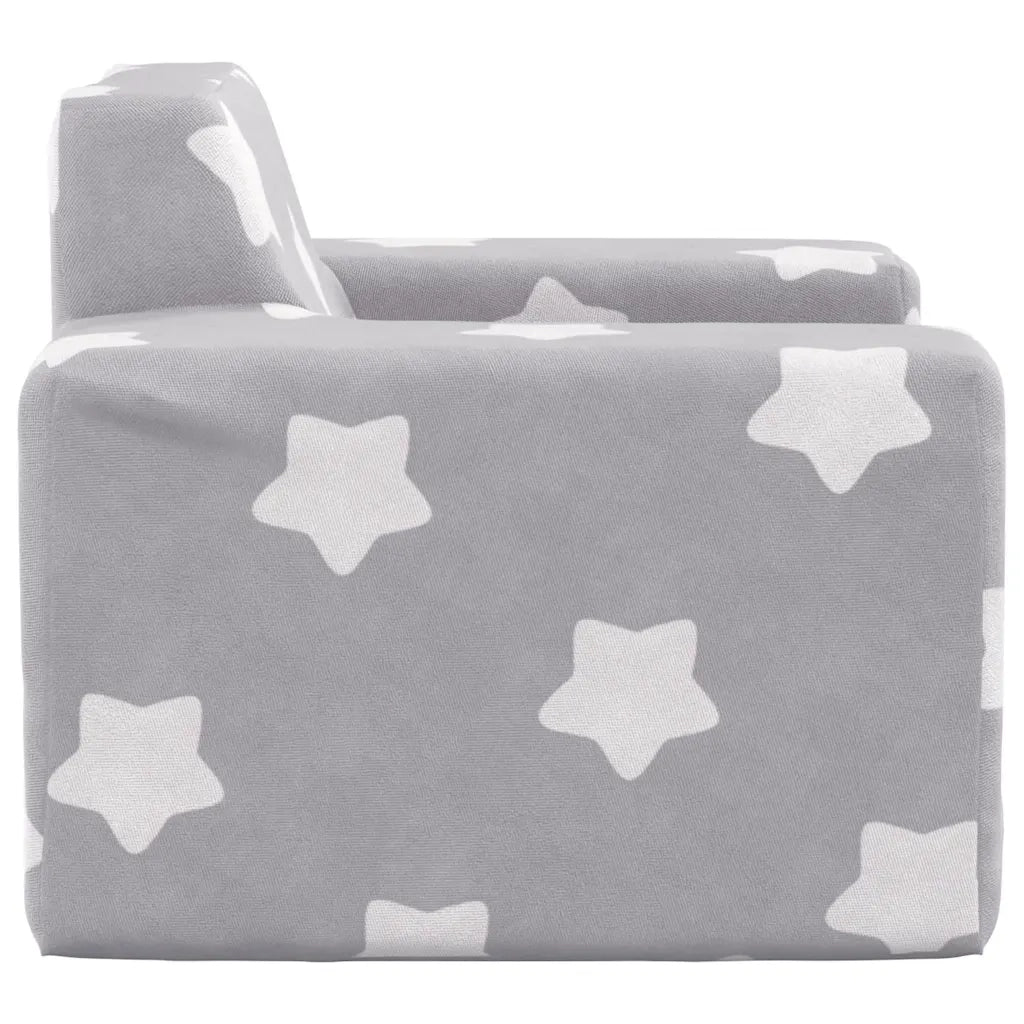 Divano per Bambini Grigio Chiaro con Stelle in Morbido Peluche