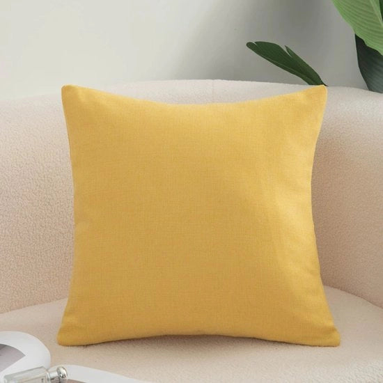 Pacchetto di 2 coprisella, coprisella di cotone e lino per divano, divano letto, salotto, casa, coprisella a maglia liscia (40*40cm) - giallo