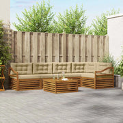 Set di divani da esterno con cuscino 6 pcs Naturale e Beige