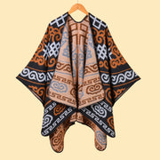 Sciarpa/mantella/poncho da donna con motivo retr¨° e spacco, calda, stile retr¨°