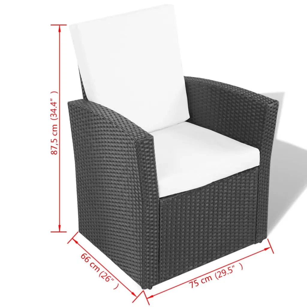 Set Divani da Giardino 4 pz con Cuscini in Polyrattan Nero cod mxl 32811