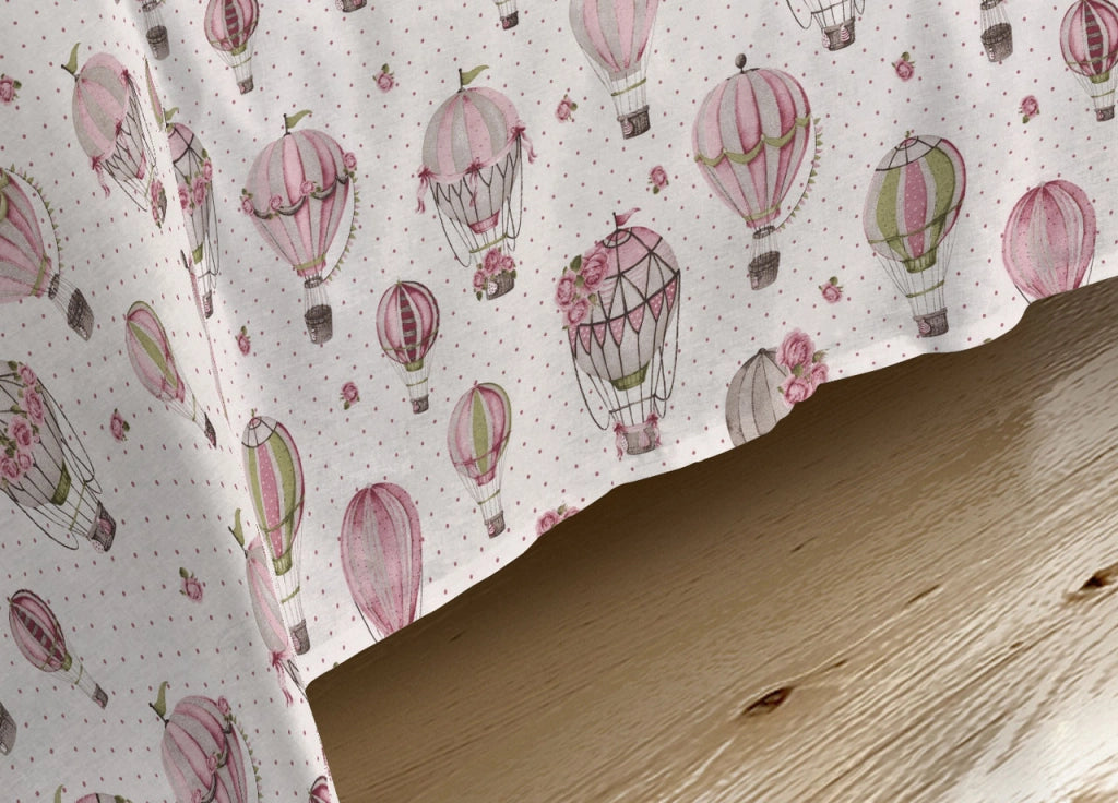 Sacco Copripiumino Piumone Letto In 100% Cotone Made Italy Vari Disegni RP - 1 Piazza - Mongolfiera Rosa