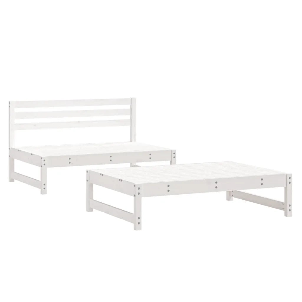 Salotto da Giardino-Set Salotto da Giardino 2 pz Bianco in Legno Massello di Pino