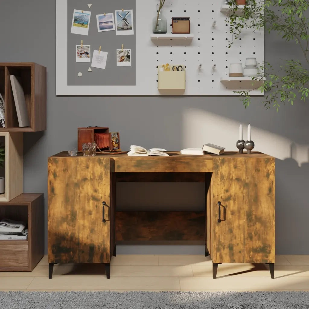 Scrivania Rovere Fumo 140x50x75 cm in Legno Multistrato 817552