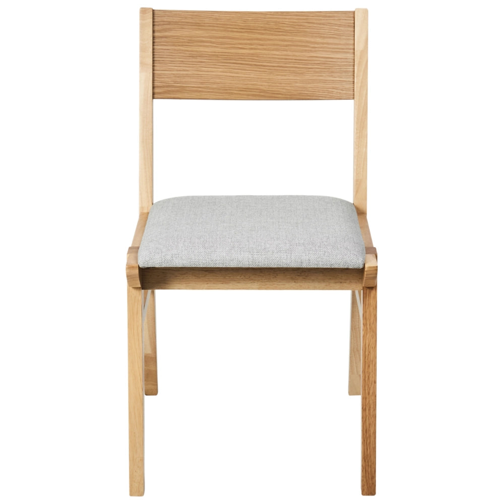 Set di 2 sedie da pranzo in tessuto grigio senza braccioli Struttura in legno massiccio chiaro tradizionali retrò Seduta