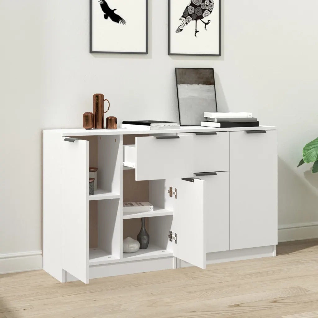 Credenze 2 pz Bianche 60x30x70 cm in Legno Multistrato