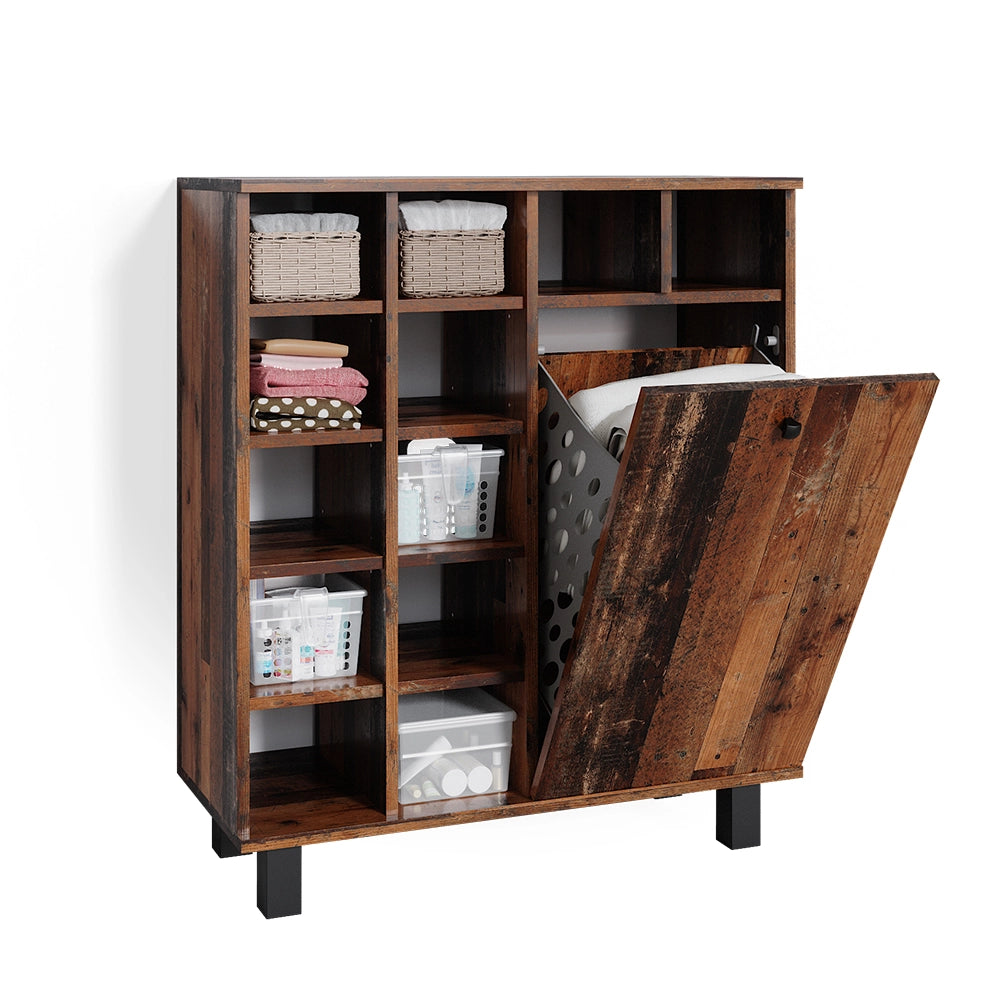 Armadietto da bagno con portabiancheria Fynn Rovere rustico 78.4 x 91.6 cm Vicco