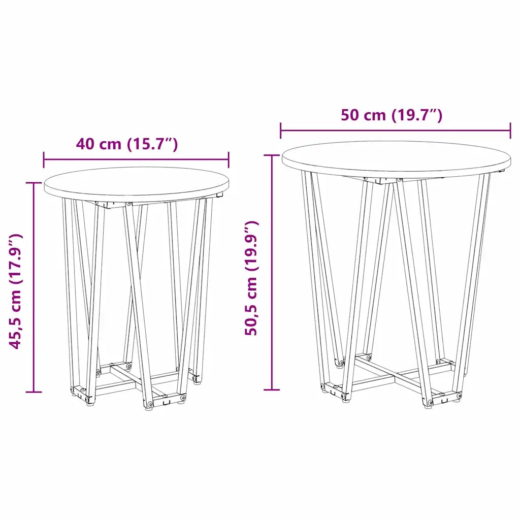 Set tavolini 2 pcs Rovere Sonoma e Nero 869721