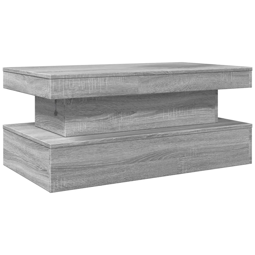 Tavolino da Soggiorno con Luci LED Grigio Sonoma 90x50x40 cm 839852