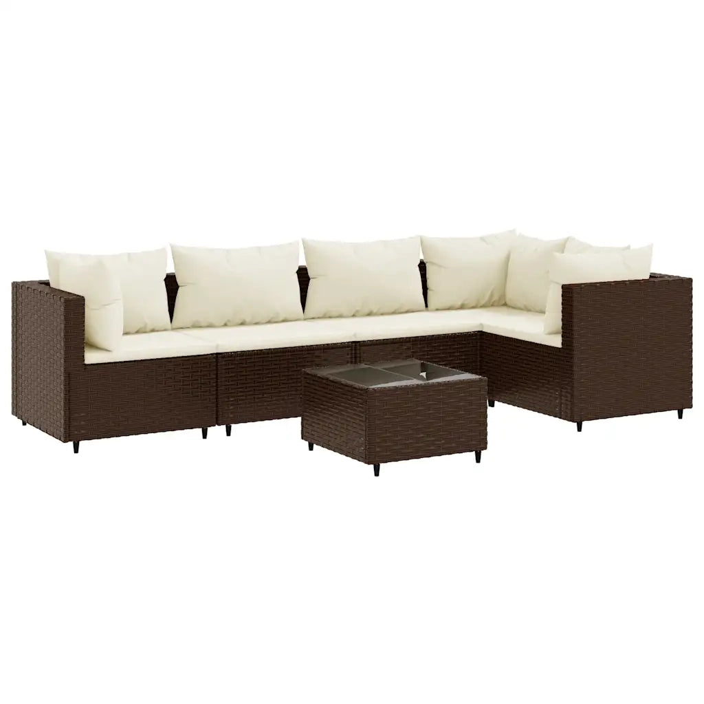 vidaXL Set Mobili da Giardino 6pz con Cuscini in Polyrattan Marrone