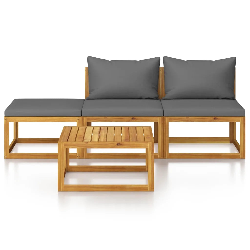 Set Divani da Giardino 4 pz | Set Salotto da Giardino con Cuscini in Massello di Acacia