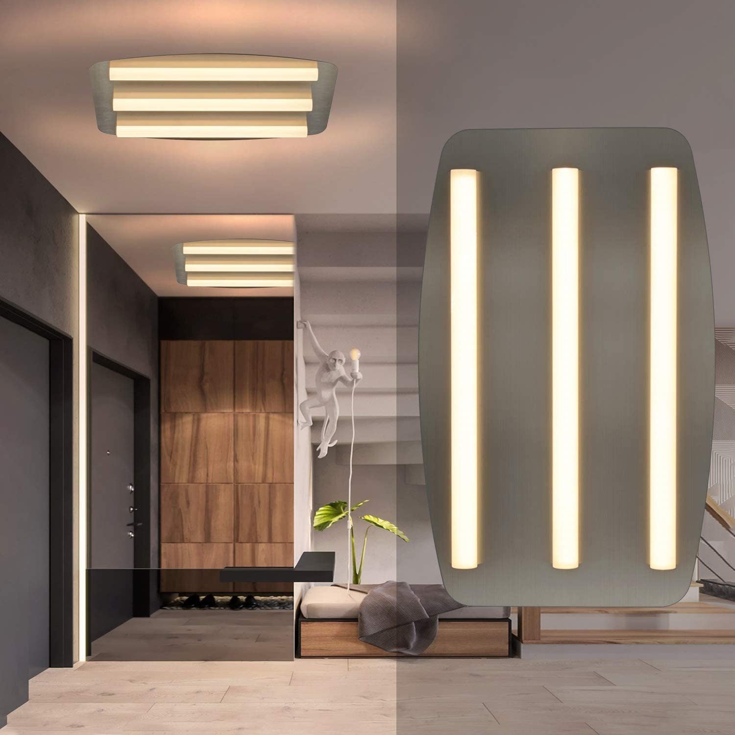 ZMH Lampada da soffitto LED nichel acrilico per interni cucina anche parete