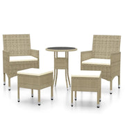 Set Divani da Giardino 5 pz | Set Salotto da Giardino in Polyrattan Beige
