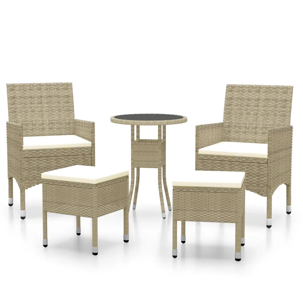 Set Divani da Giardino 5 pz | Set Salotto da Giardino in Polyrattan Beige